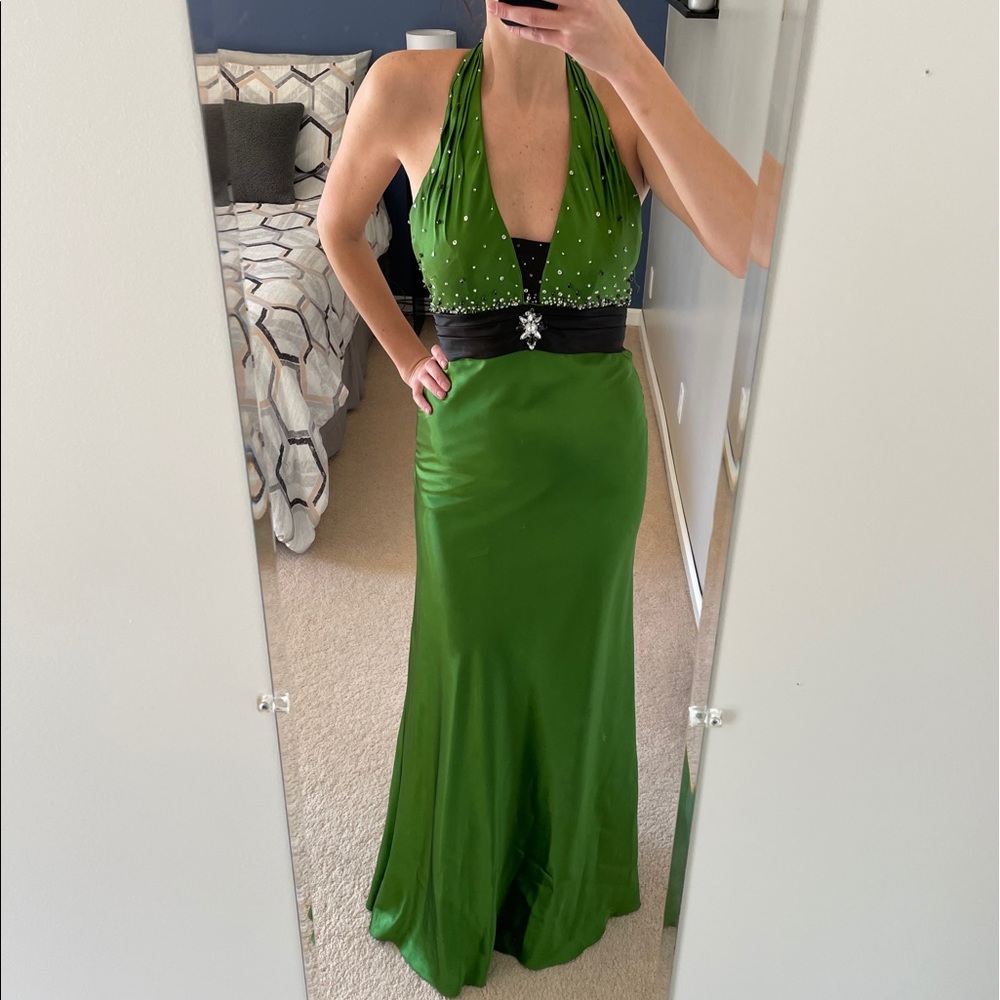 Floor length green dress